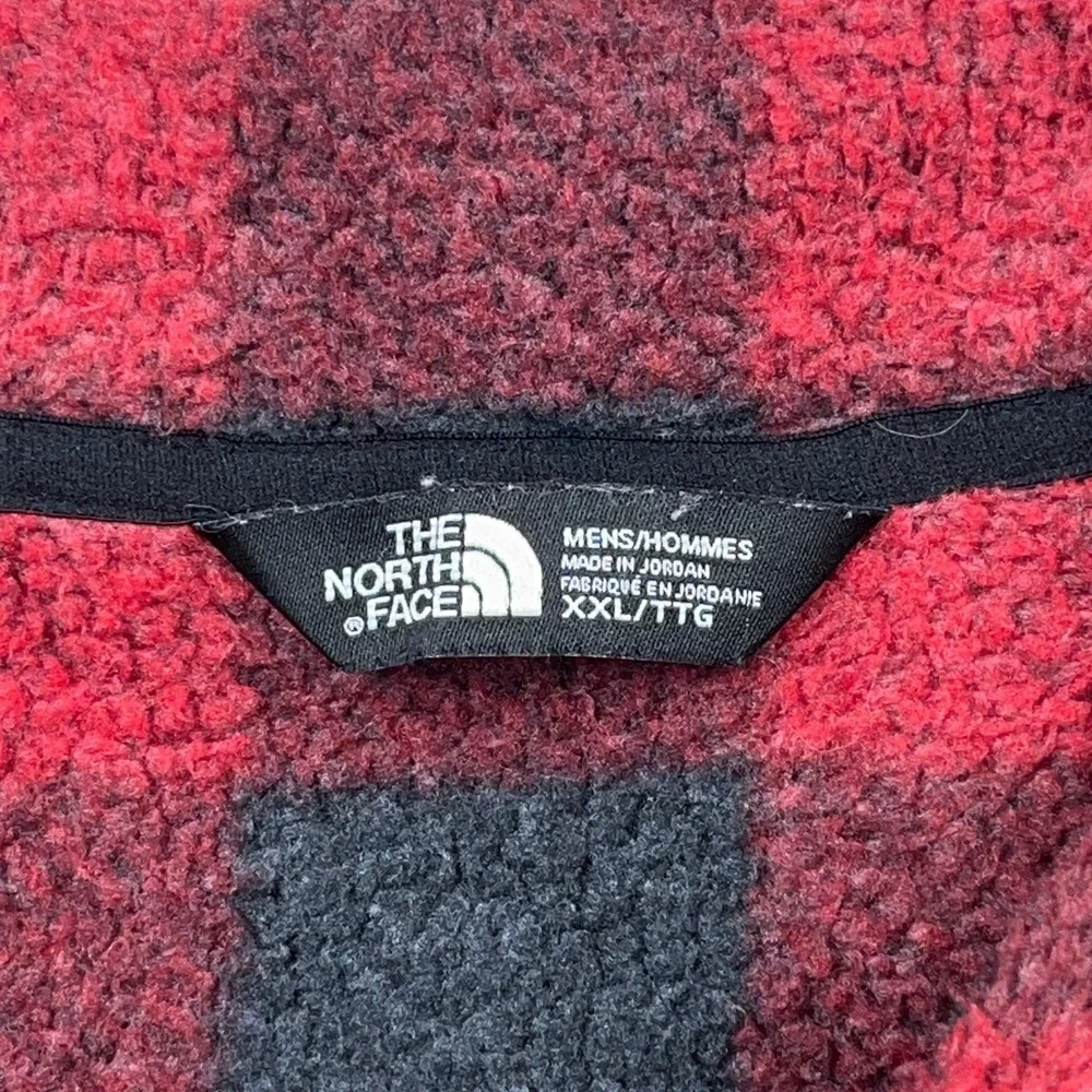 North Face Sweater Men XXL Red Black Buffalo Plaid Pullover 1/2 Zip Gordon Lyons